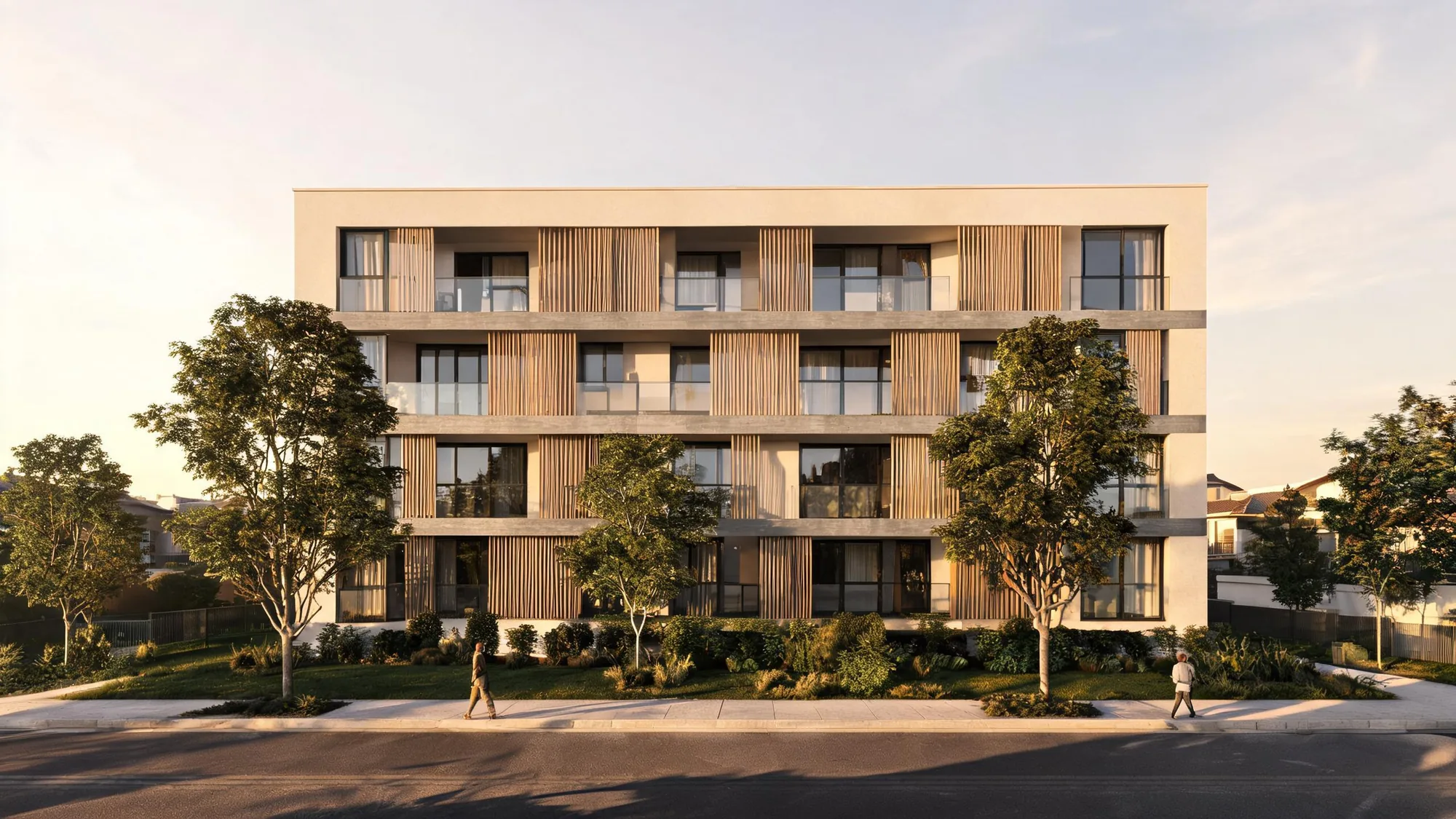 Render exterior de vivienda multifamiliar