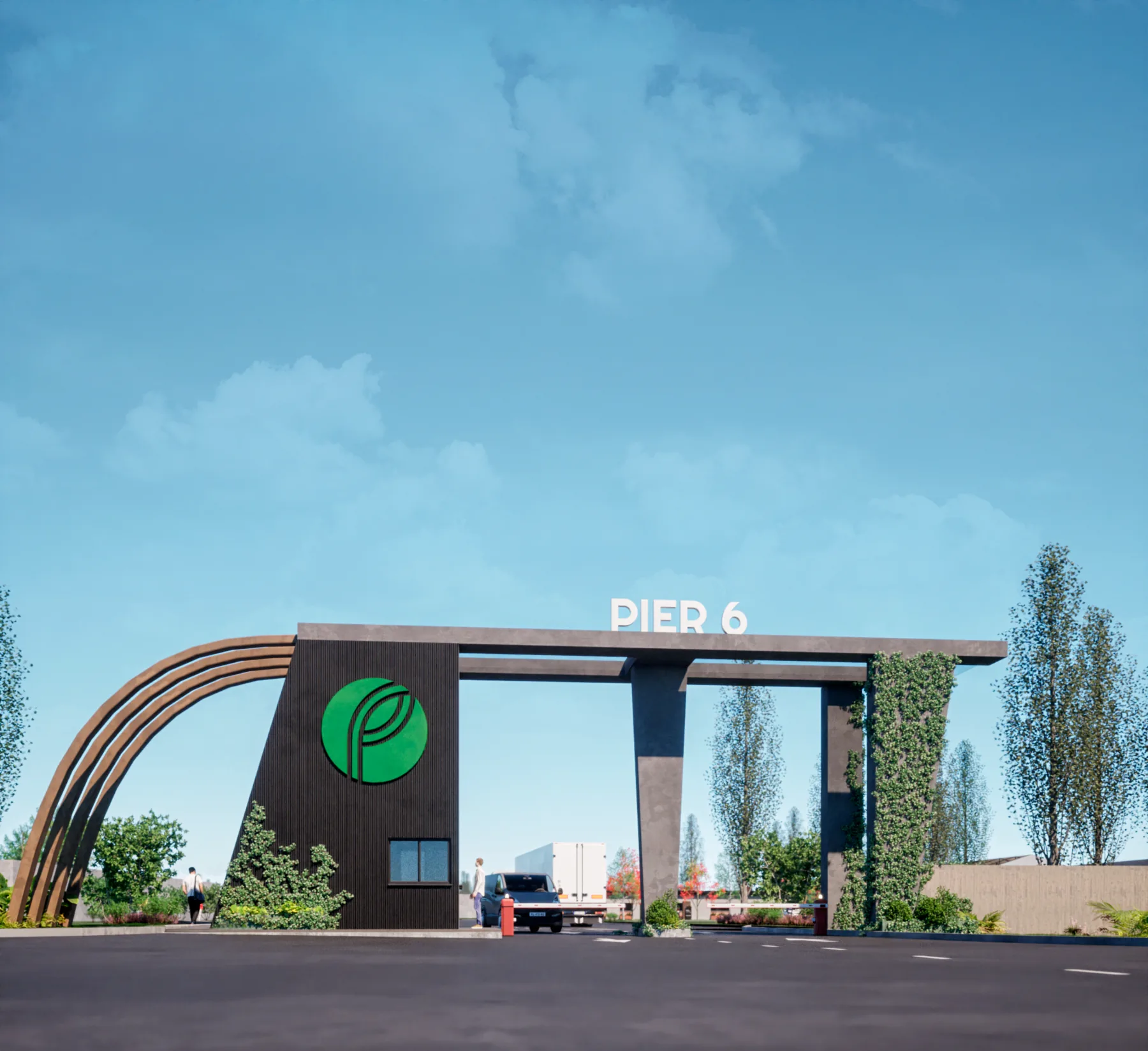 PIER6 — pórtico de acceso al polo industrial ecológico sobre la Ruta 6
